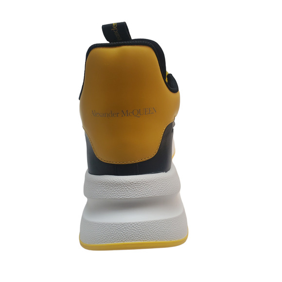 Alexander Mcqueen Mens Shoes Joey Leather Sneakers Black Yellow Green - Picture 4 of 10